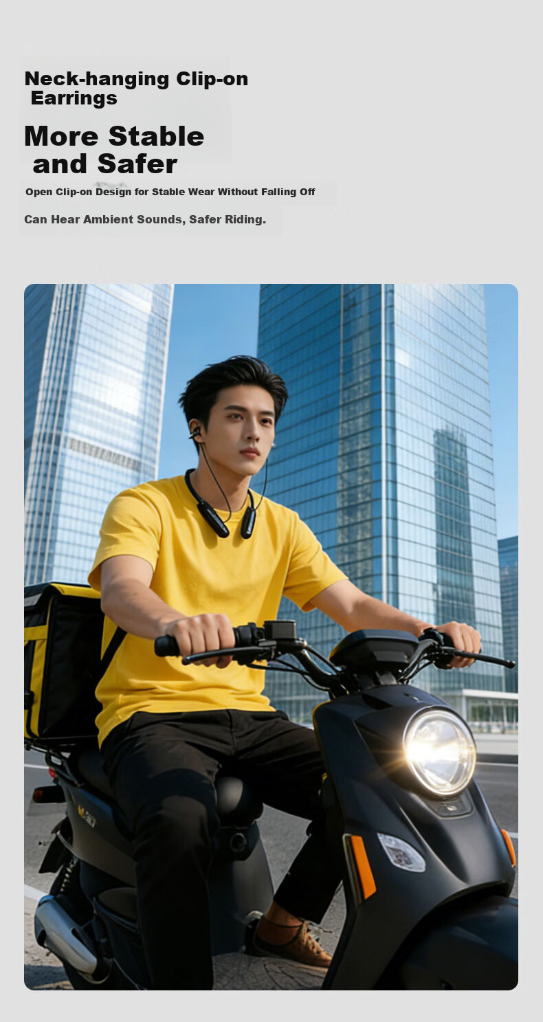 EZHK Neckband Bluetooth Earphones 2026 Latest Long Battery Life Men's Sports Wireless Running Noise-Cancelling Waterproof Neck-Hanging Earbuds Comfortable for Long Wear 5