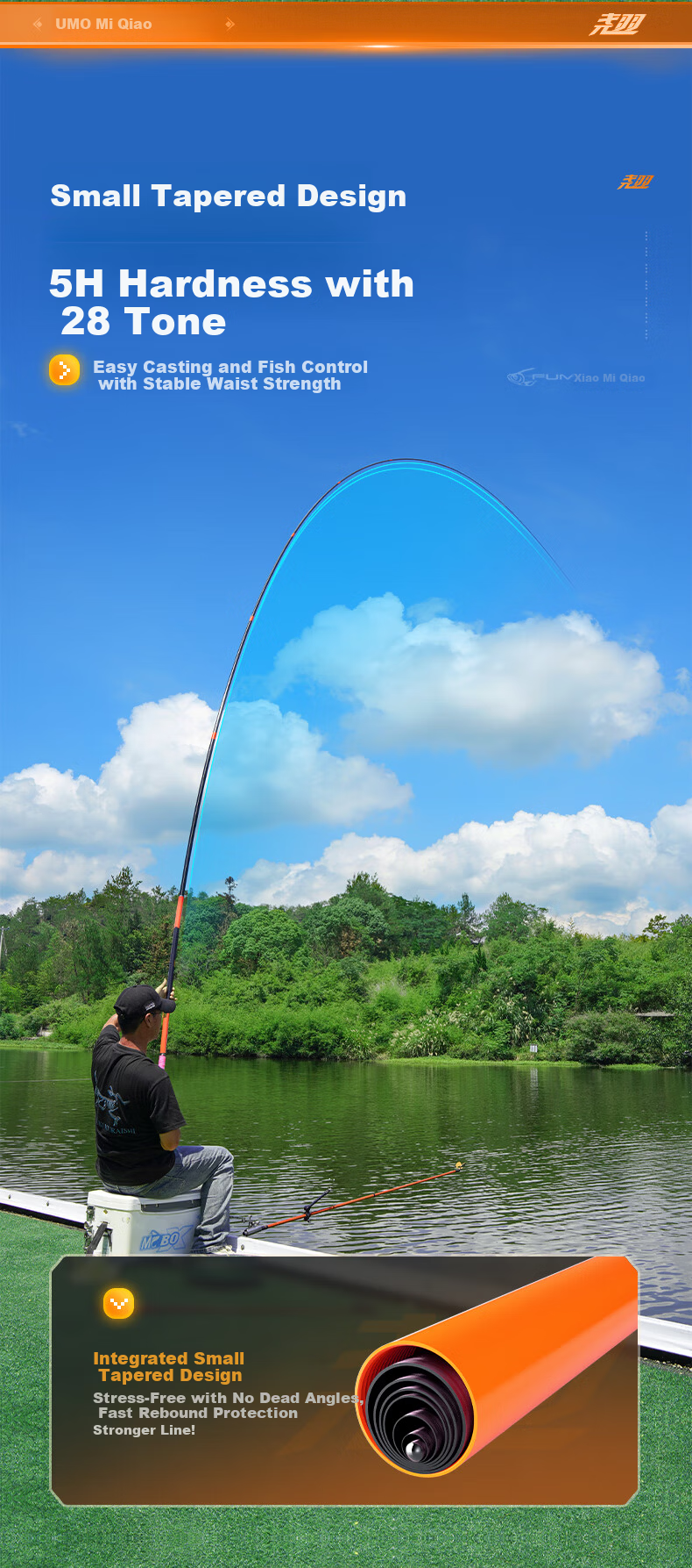 JIADIAONI Qiaozui Fishing Rod Lightweight Large Fish Rod Wild Fishing Black Pit Hand Rod Pole Fishing Rod 7.2m 4