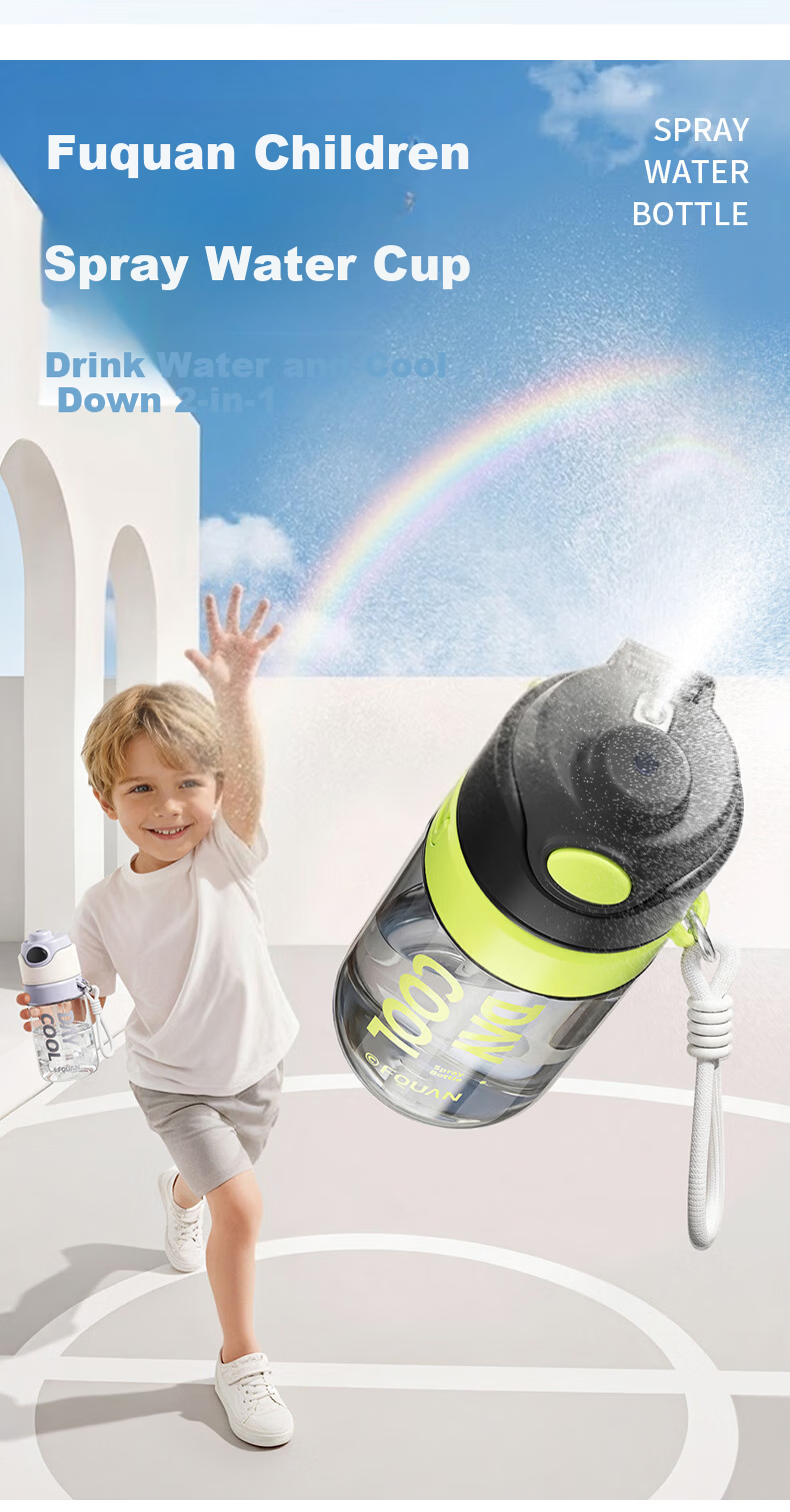 Fuquan Spray Water Bottle Children's Middle School Student School Special Sports Water Bottle Summer with Scale Straw Spray Cup 4