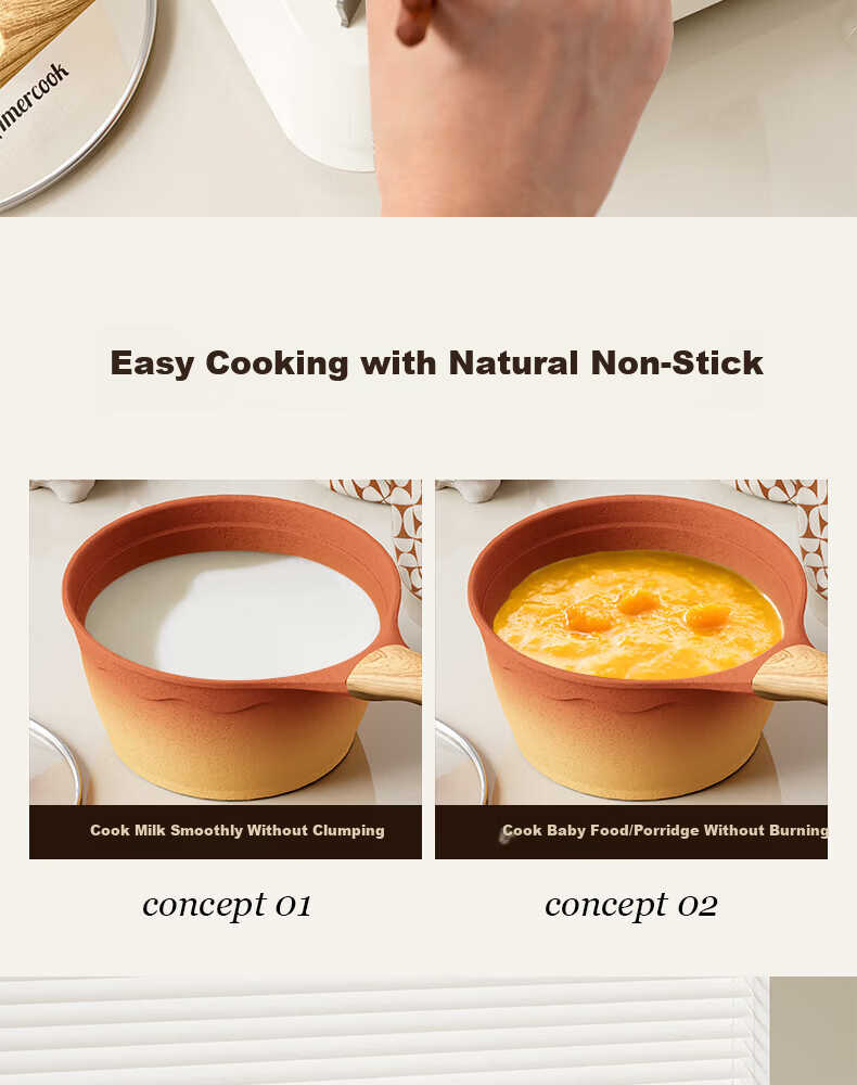 Amercook Clay Milk Pot Non-Stick Baby Food Pot Instant Noodle and Porridge Cooking Pot Amir Pot for Home Induction Cooker and Gas Stove 12