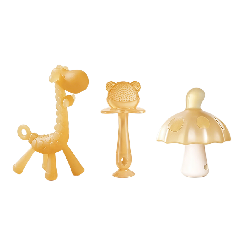 Dr. Ma Baby Teether Small Age Oral Phase Anti-Hand Biting Mushroom Teether 3-6 Months+ Soothing Teething Stick
