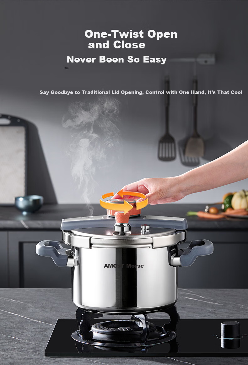 Amos Pure Titanium Pressure Cooker 4.5L Multi-Functional Single-Handed Lid Gas Stove Compatible DS20 10