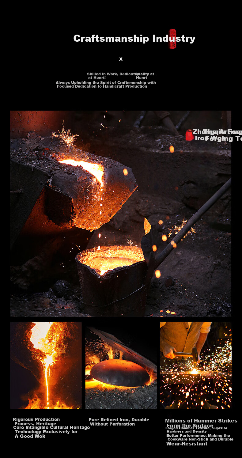 Royalstar Zhangqiu Handmade Forged Non-Stick Frying Pan Steak Pan Gas Stove Open Flame Special 26cm 3