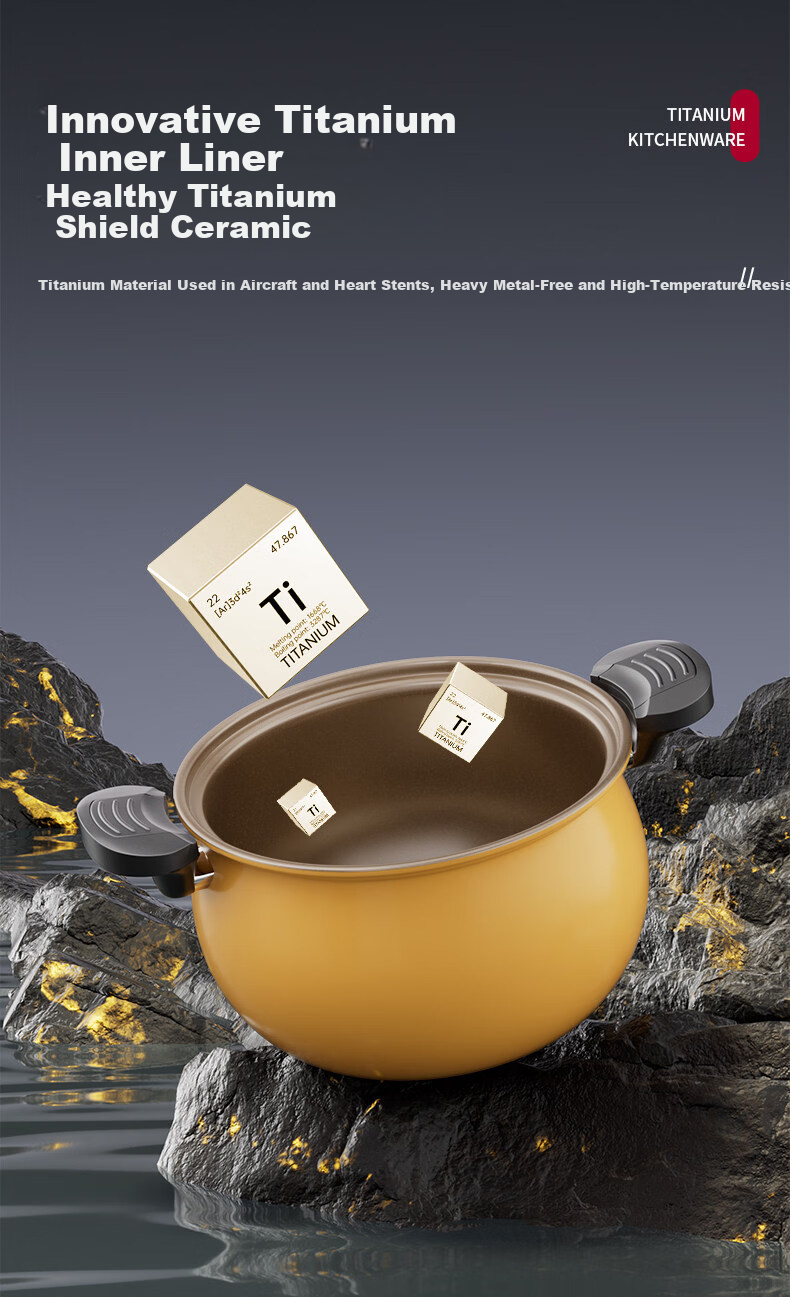 Jingyan Titanium Non-Stick Micro Pressure Cooker Explosion-Proof Stew Soup Porridge Pot Double-Handle Household Induction Gas Universal Large Capacity Pressure Cooker 4