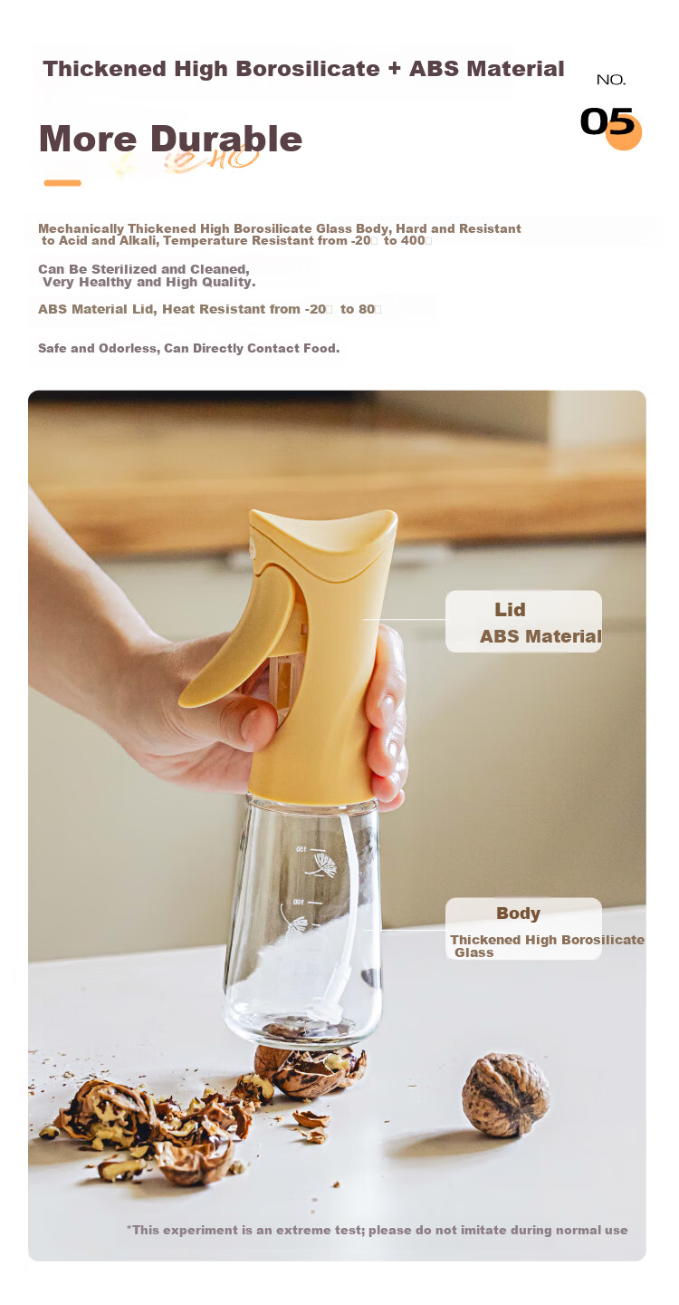 Shuke Spray Oil Bottle High Borosilicate Glass Mist Sprayer Household Food-Grade Kitchen Oil Dispenser 11