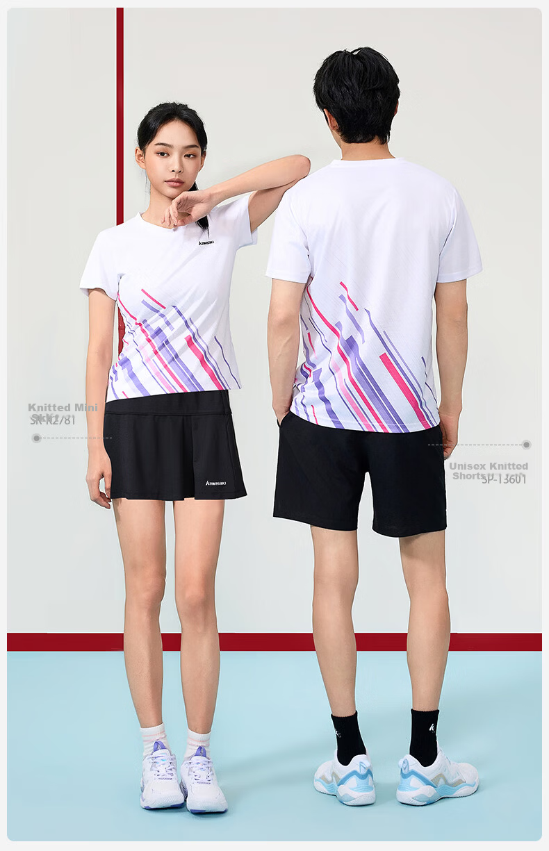 KAWASAKI Women's Badminton Set Short Sleeve + Skirt Sweat-Absorbing Quick-Dry Training Competition Sportswear D2826 Purple L 15