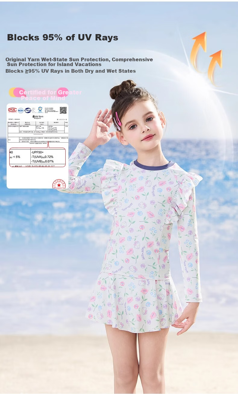 F.DYRAA & Hello Kitty Kids' Sun-Protective Swimwear Set A-Class Two-Piece KC522C0022E Floral Kitty Size 110 1