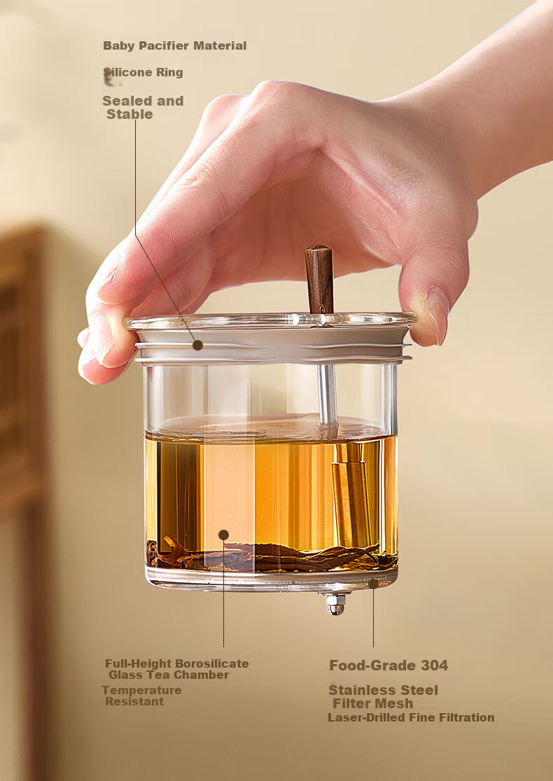 Mingguang Lazy Tea Set Glass Teapot Tea Water Separation Tea Cup Glass Brewing Pot Office Kung Fu Tea Set Home Use 4