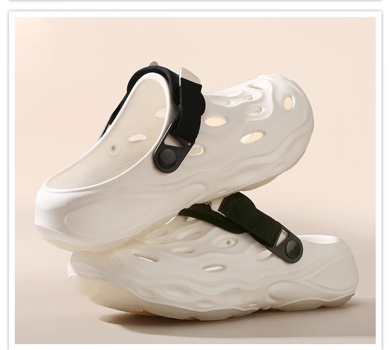BAIHOU White Monkey Men's Summer Hollow Out Shoes Thick Sole Outdoor Sandals Men's Beach Shoes D-08 White Size 38-39 16