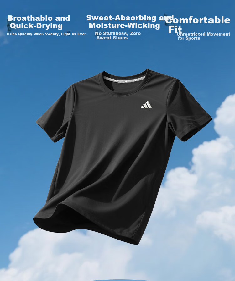 Adidas Men's Summer Quick-Dry Casual Breathable Sports Running Training T-Shirt 4