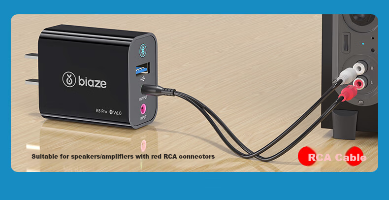 BIAZE Bluetooth Receiver 6.0 Adapter to USB Drive Speaker AUX for Vintage Amplifier Headphones Lossless Wireless Transmitter for Desktop Laptop TV Audio Module 8