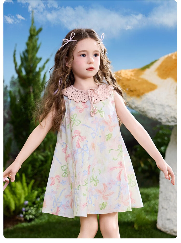 ASK JUNIOR Kids Summer Sleeveless Cotton Printed Vest Dress for Girls 10
