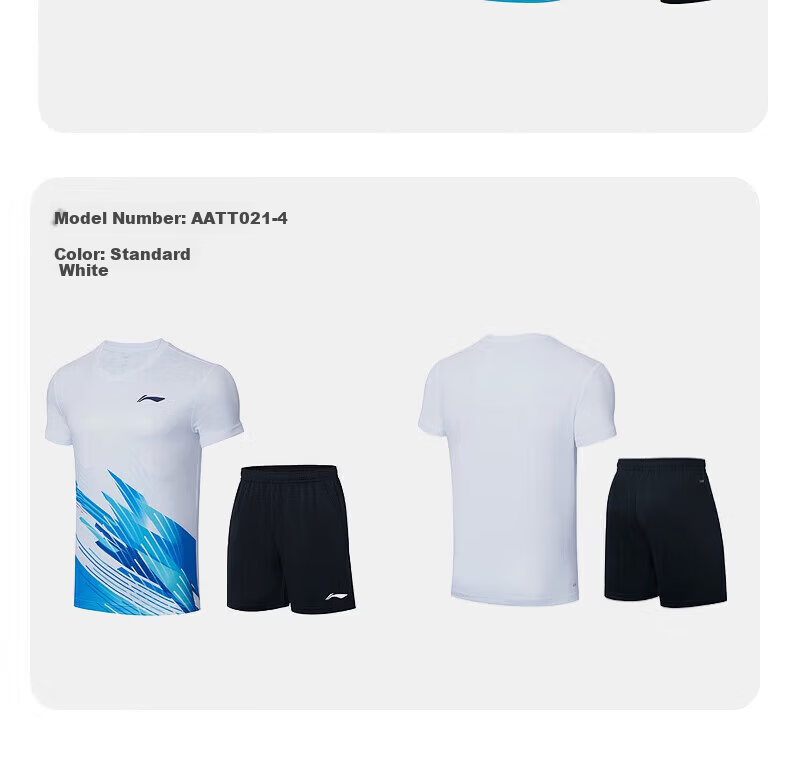 LI-NING Badminton Apparel Unisex Sweat-Wicking Quick-Dry Cool Sports Competition Set T-Shirt and Shorts 8