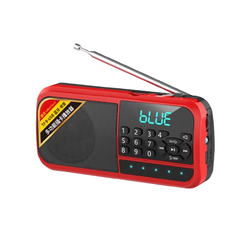 Jinzheng C8 Radio Elderly Portable Bluetooth Speaker Card U Disk Player 1200mAh Battery TYPE-C Charging FM Radio LED Flashlight Red Model