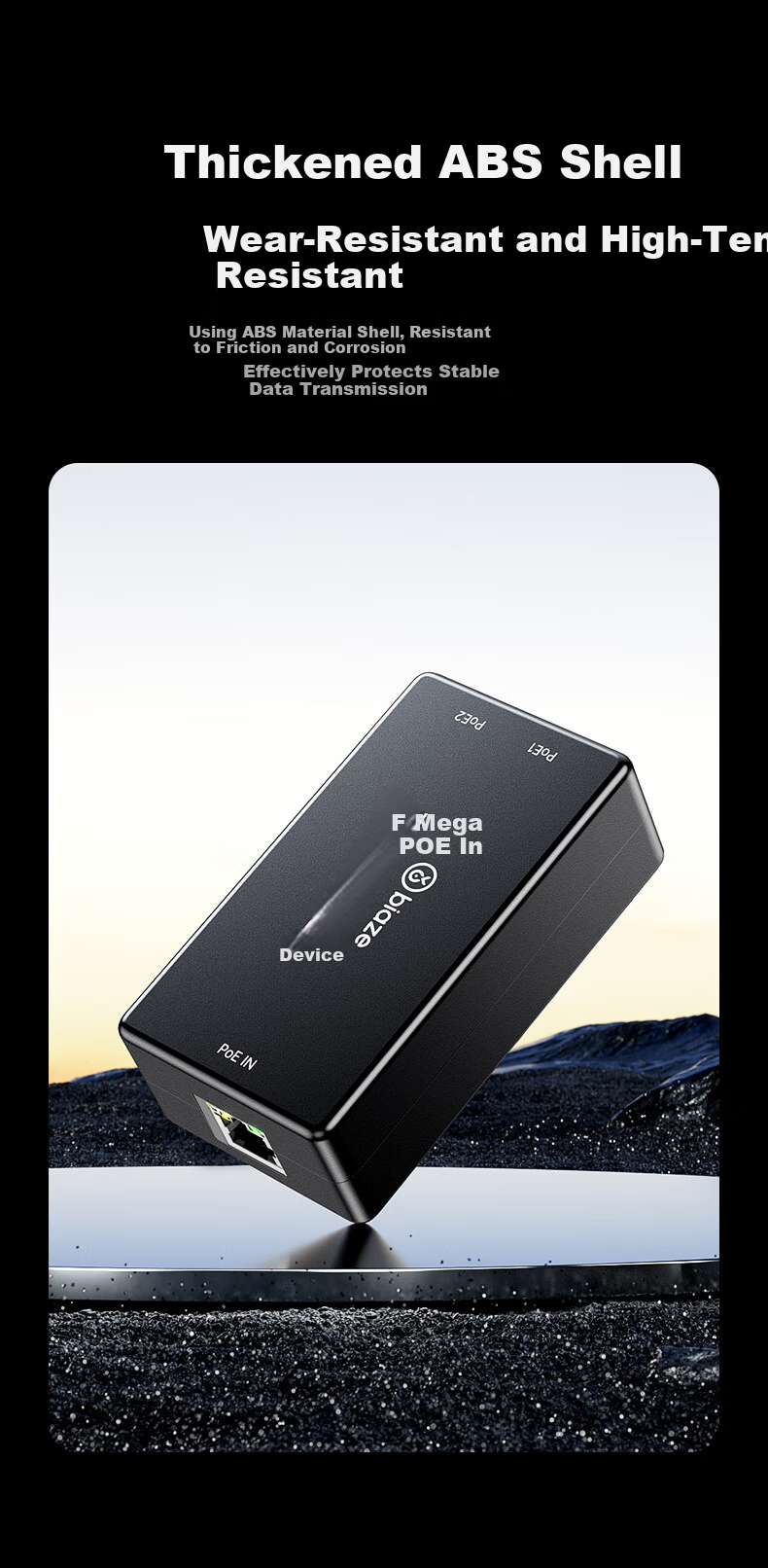 BIAZE Gigabit PoE Repeater One-to-Two Isolated National Standard Switch Camera Network Repeater Extender Home Surveillance Power Splitter Separator ZH432 8