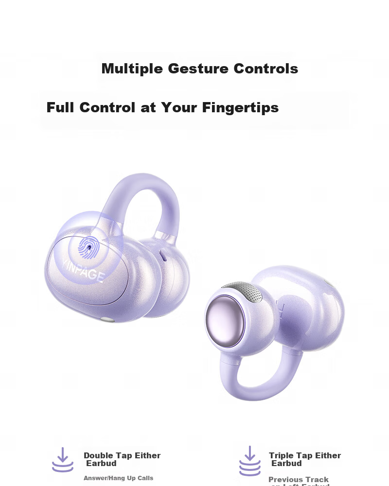 Yinbeiqi New ClipAir Wireless Bluetooth Earphones AI Translation Clip-On Bone Conduction Open-Ear Sports Earhooks for Apple Huawei 25