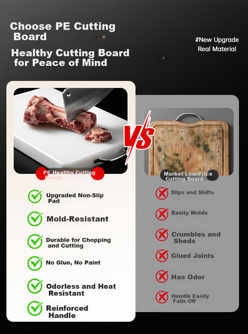 ASD Antibacterial and Mildew-Resistant Household Cutting Board Food-Grade Plastic Double-Sided Thickened PE Chopping Board for Fruits and Vegetables 6