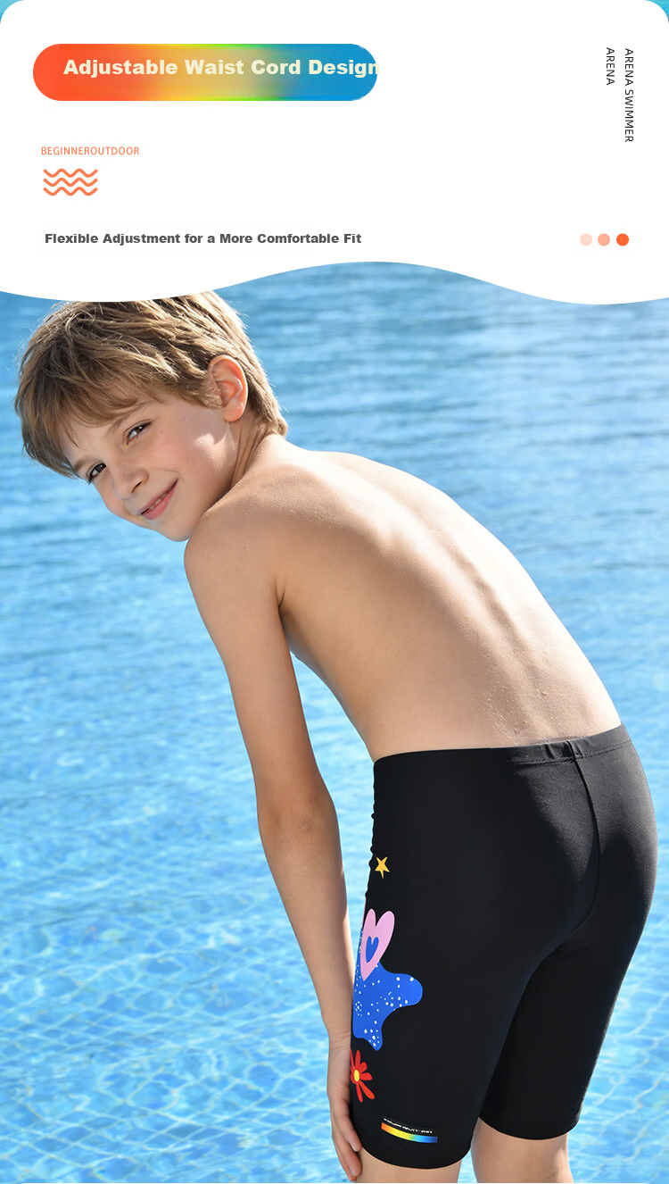 Arena Kids 26 New Boys Youth Sports Training Casual Comfortable Knee-Length Swim Shorts 5