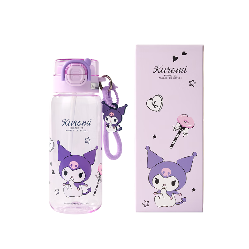 MINISO Time Dual-Drink Space Cup Tritan Water Bottle Cute Girl Portable Cup 750ml - Kuromi