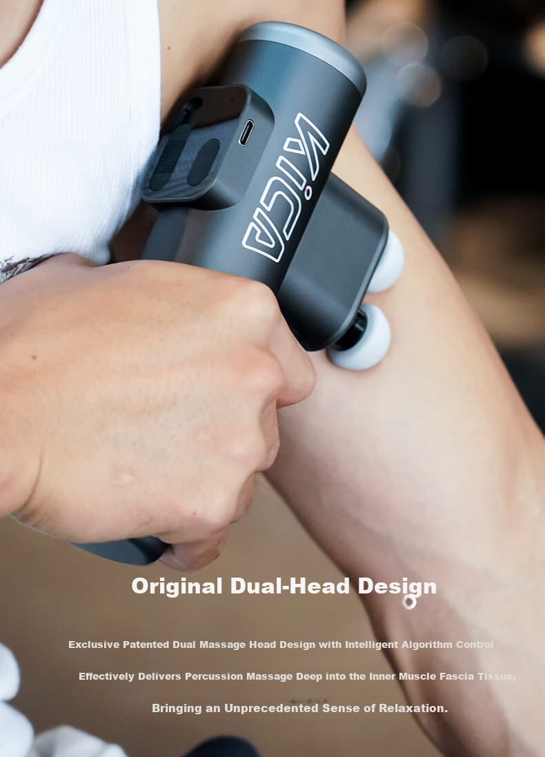 KICA K3 Professional Dual-Head Fascia Gun Muscle Massager Smart Fitness Training Neck Fascia Device Mini Silent Home Use Advanced Gray 3