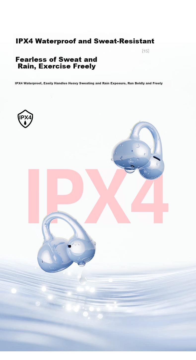 Tangmai Q5 Open-Ear Clip-On Bluetooth Bone Conduction Wireless AI Translation Sports Running Sweatproof Gaming Low Latency Long Battery Life Noise Cancelling Valentine's Day New Year Gift Blue 31