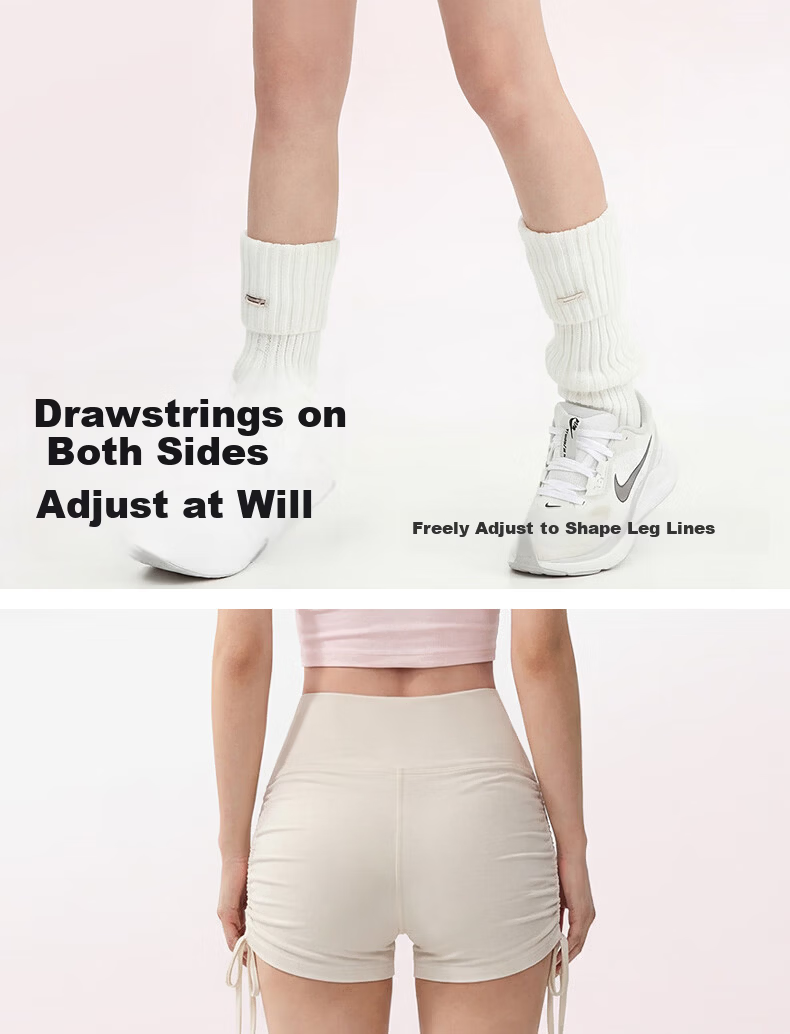 Free Style Drawstring Sports Shorts Women High Waist Butt Lift Bare Feeling Quick-Dry Yoga Pilates Running Fitness Training Set 6