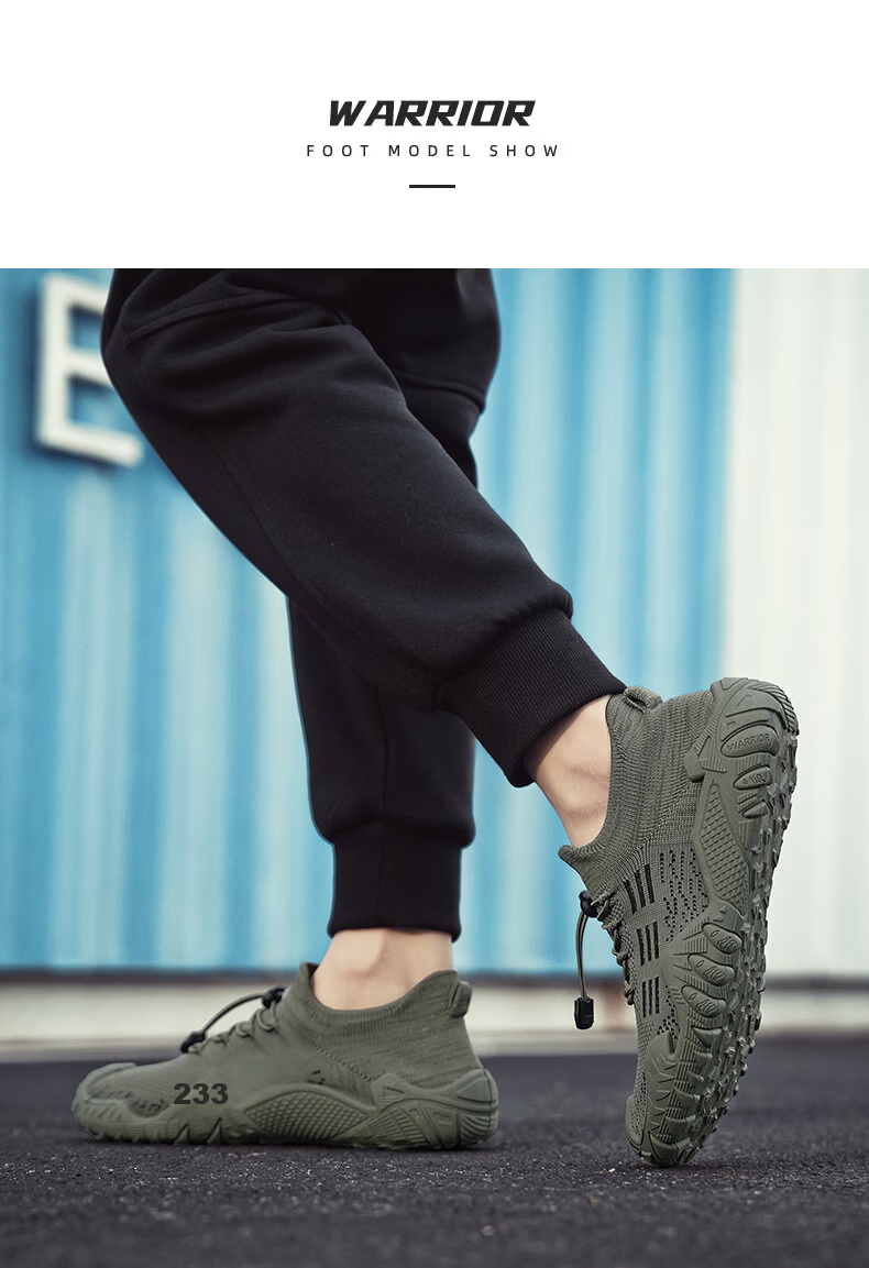 Warrior Official Men's Shoes, Summer New Breathable Mesh Sports Shoes, Casual Versatile Slip-On Shoes for Men, Black, Size 43 4