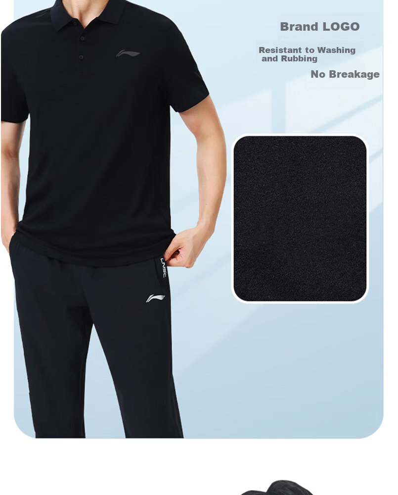 LI-NING Men's Polo Shirt Short Sleeve 2026 Summer New Cotton Breathable High-End Men's T-Shirt Sportswear 5