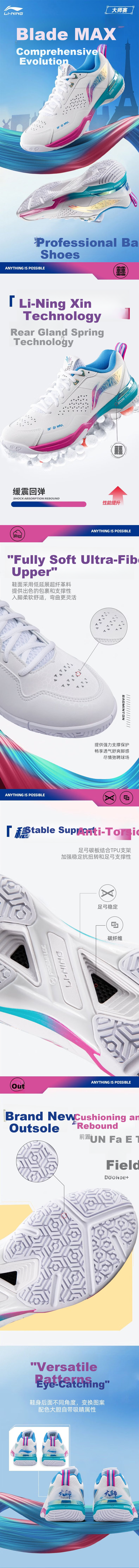 LI-NING Badminton Shoes Blade MAX City Edition New Dual-Color Men's Shock Absorption Breathable Sports Shoes with 䨻 Technology 1
