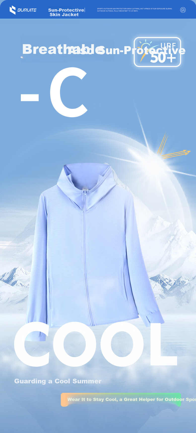 BURUITE Men's Summer UV Protection Lightweight Breathable Sunshade Ice Silk Skin Jacket Outdoor Fishing Windbreaker 5