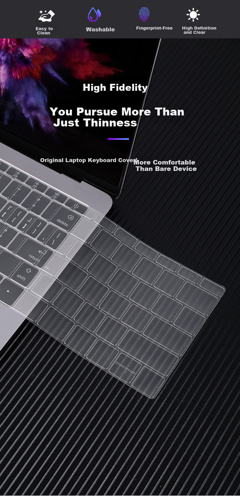 BIAZE Apple MacBook Air 11-inch Laptop Keyboard Cover TPU Invisible Protective Film Waterproof Dustproof (A1370 A1465) b87-Transparent 3