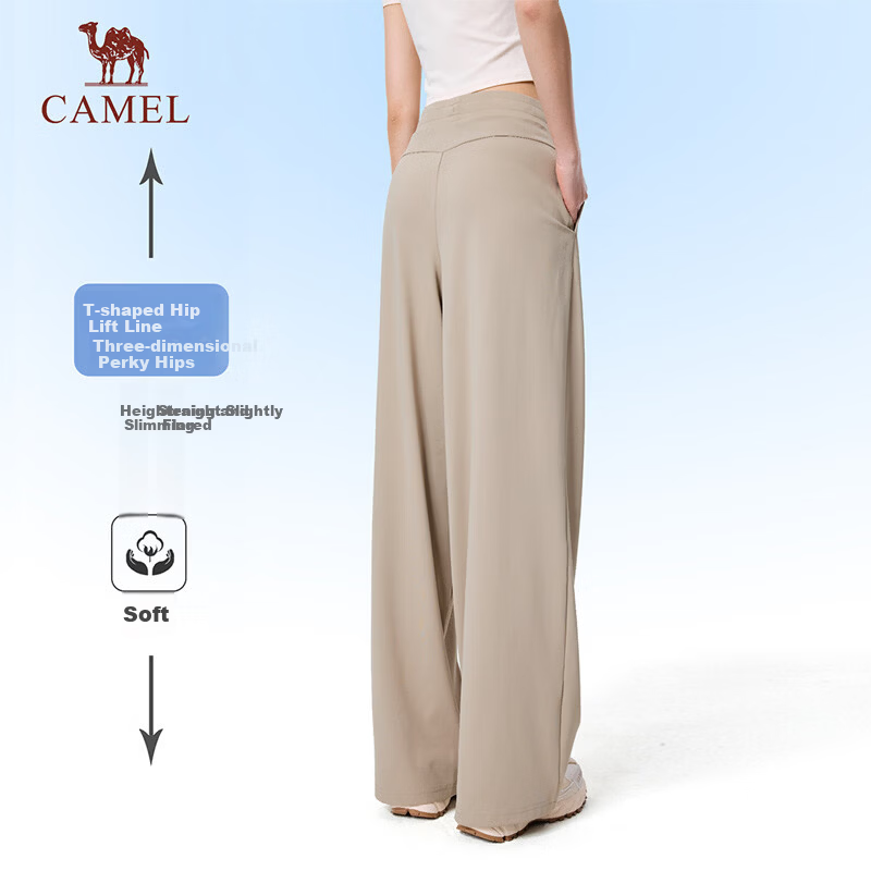 CAMEL Loose Draped Casual Women's Quick-Dry Wide-Leg Straight Sports Pants C26BARLG041 Truffle Gray L