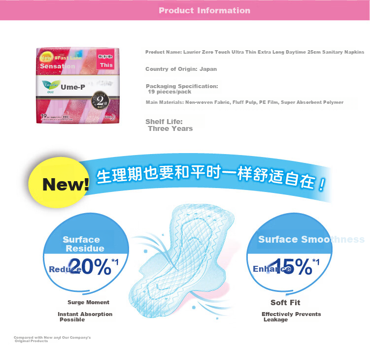 KAO Imported Zero-Feel Ultra-Thin Super Long Heavy Flow Daily Sanitary Pads 25cm 19pcs * 2 Packs 3