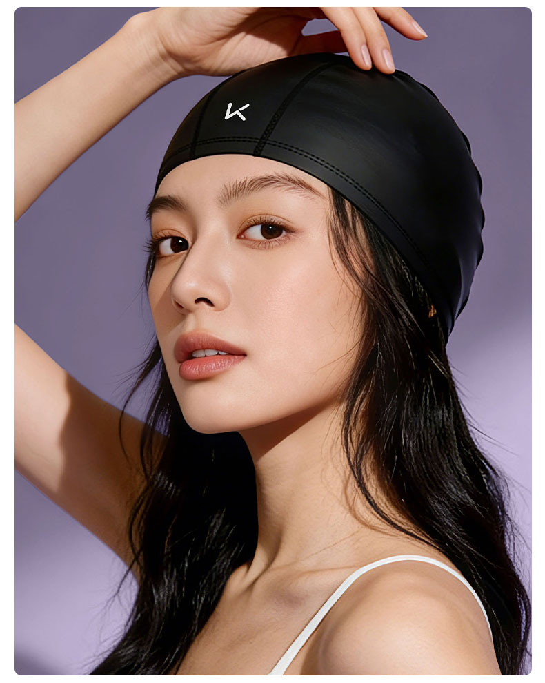 Keep Swim Cap Unisex Silicone Coated Comfortable Waterproof High Elastic Large Adult Cap 055 Deep Black 12