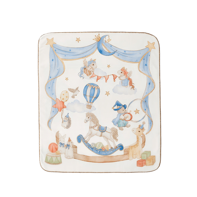 Gb (gb) [Year of the Horse Gift Box] Baby Blanket Newborn Gift Baby Blanket Penguin Fleece Double Layer Blanket 120*100cm