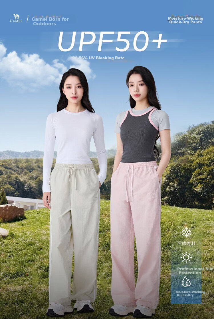 CAMEL Outdoor Sun Protection Straight-Leg Pants 2026 Spring Summer New Women's Moisture-Wicking Quick-Dry Lightweight Breathable Trousers 1