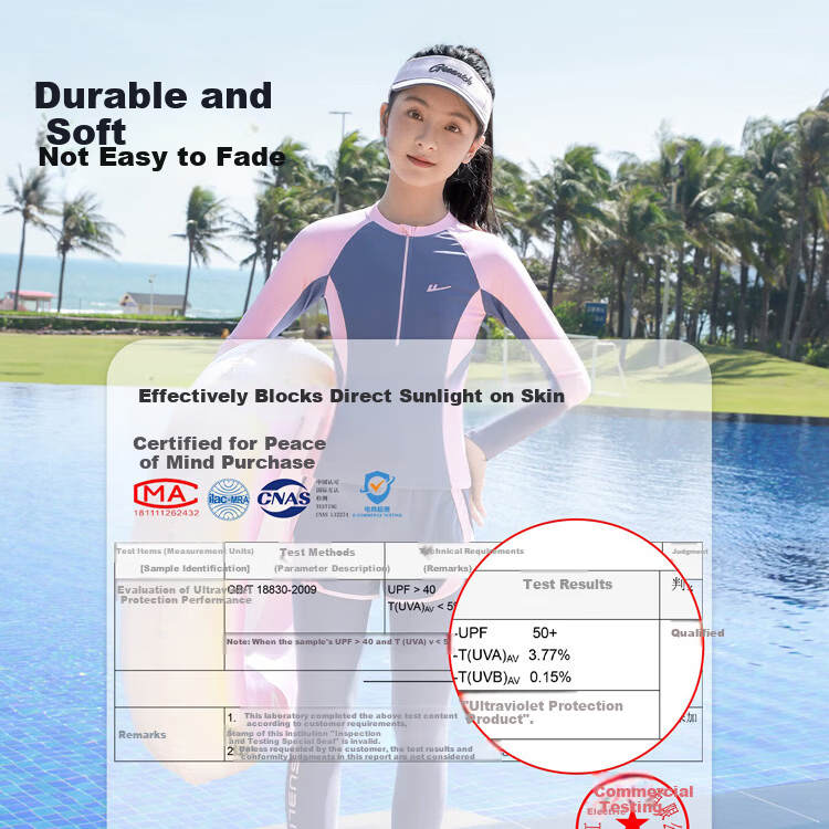 Warrior Children's Two-Piece Long Sleeve Long Pants Swimsuit for Older Kids Hot Spring Girls Swimsuit 36135H2K Pink Blue Size 120 1
