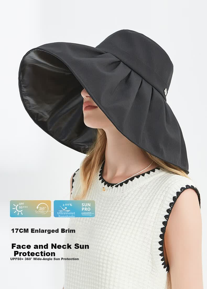 ELLE Sun Hat for Women, Elegant Wide Brim Hat, UV Protection, Face-Slimming Effect, Gift for Girlfriend 2