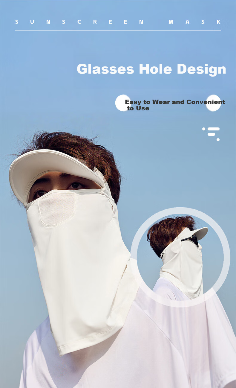 40,000KM Cycling Sun Protection Face Mask Men's Summer Full Face Sunshade Neck Guard UV Resistant Outdoor Fishing Ice Silk Breathable 6