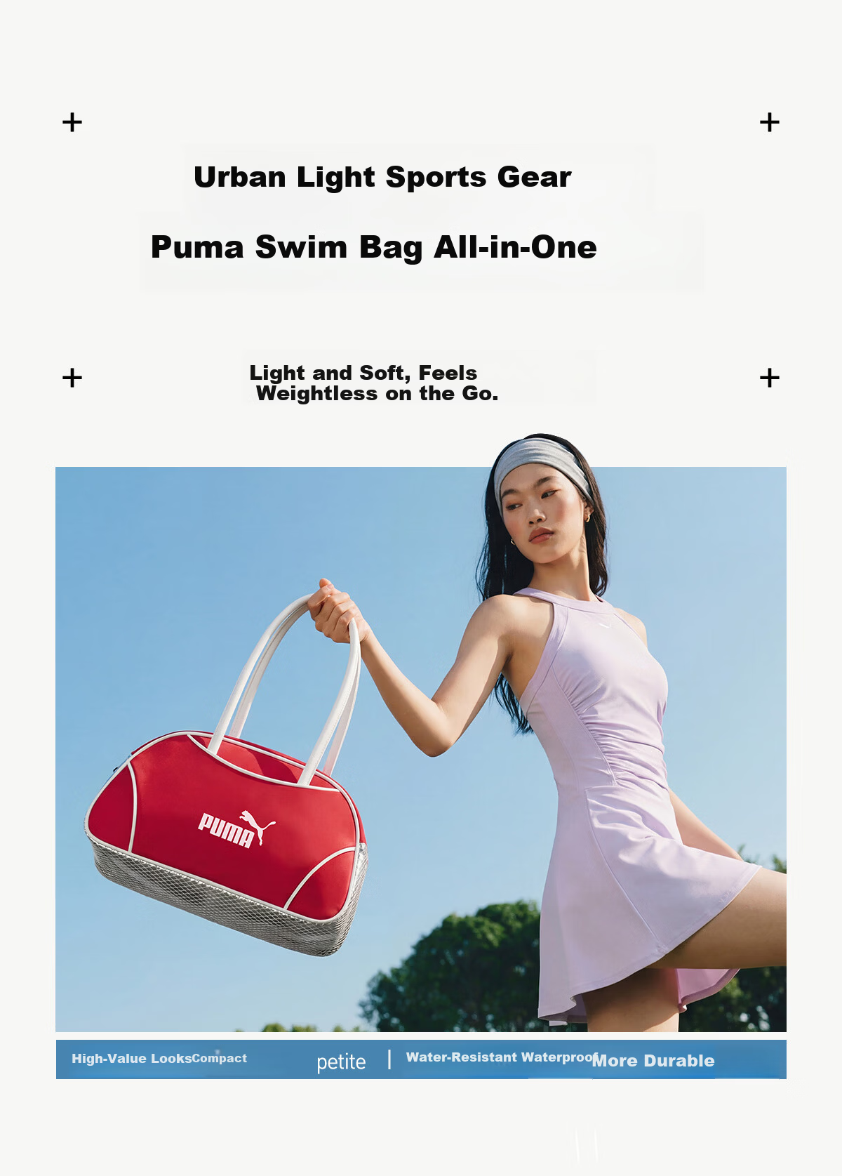 PUMA Large Capacity Swim Tote Bag with Wet and Dry Separation, Lightweight Sports Yoga Fitness Travel Bag, Premium Quality 4