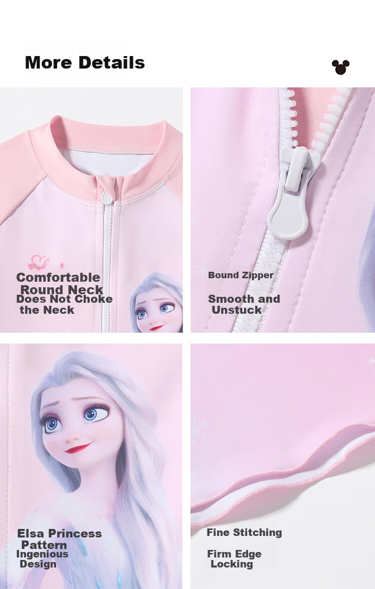 Disney Girls' One-Piece Swimsuit, Princess Dress Style Swimwear for Children D36543S2F Pink Elsa 110 5