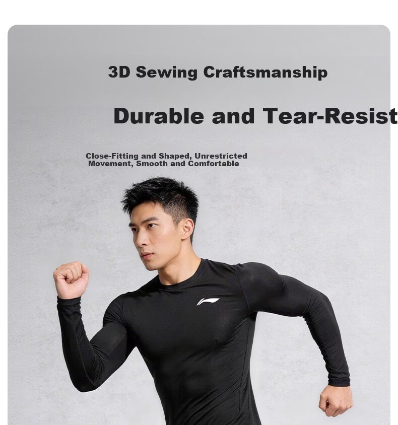 LI-NING Men's Quick-Dry Long Sleeve Compression Shirt Summer Fitness Basketball Running High Elastic Training Top 4