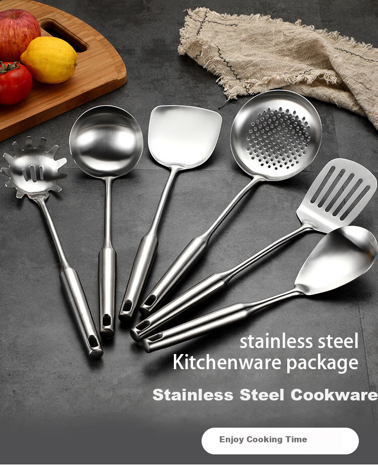 Jinwanfu 304 Stainless Steel Cooking Spatula High-Temperature Resistant Non-Stick Frying Pan Turner Kitchen Utensil 1