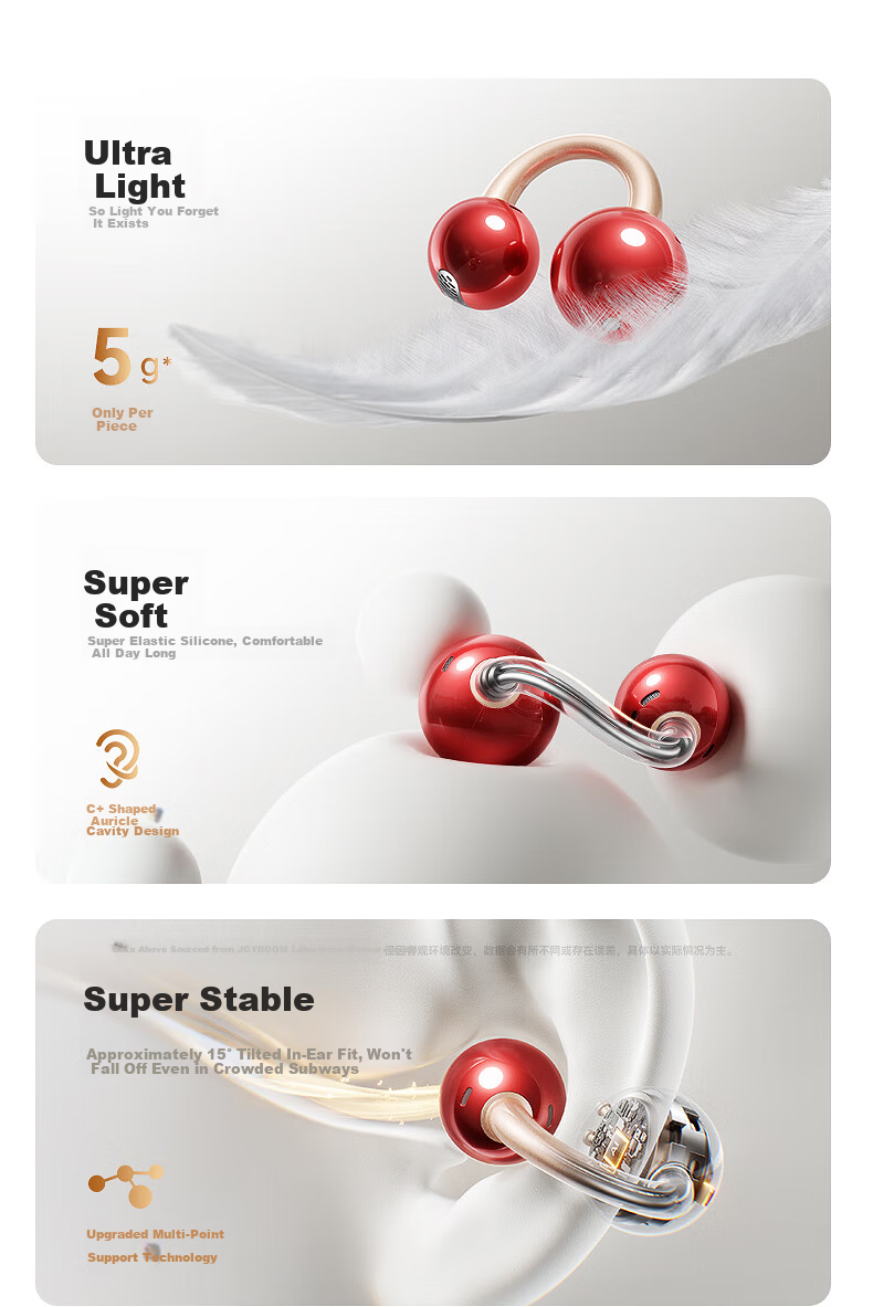 Joyroom OC3 Lipstick Bluetooth Earbuds Clip-On Bone Conduction Open-Ear Noise-Cancelling AI Office Translation Device Unisex Gift 35