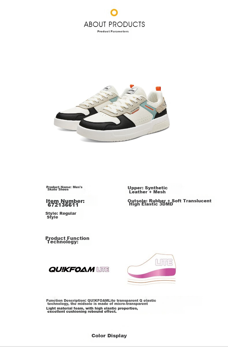 361° Men's Sports Shoes, Spring And Summer Retro Versatile Thick-Soled Warm White Casual Sneakers for Men, 672416602F-2 31