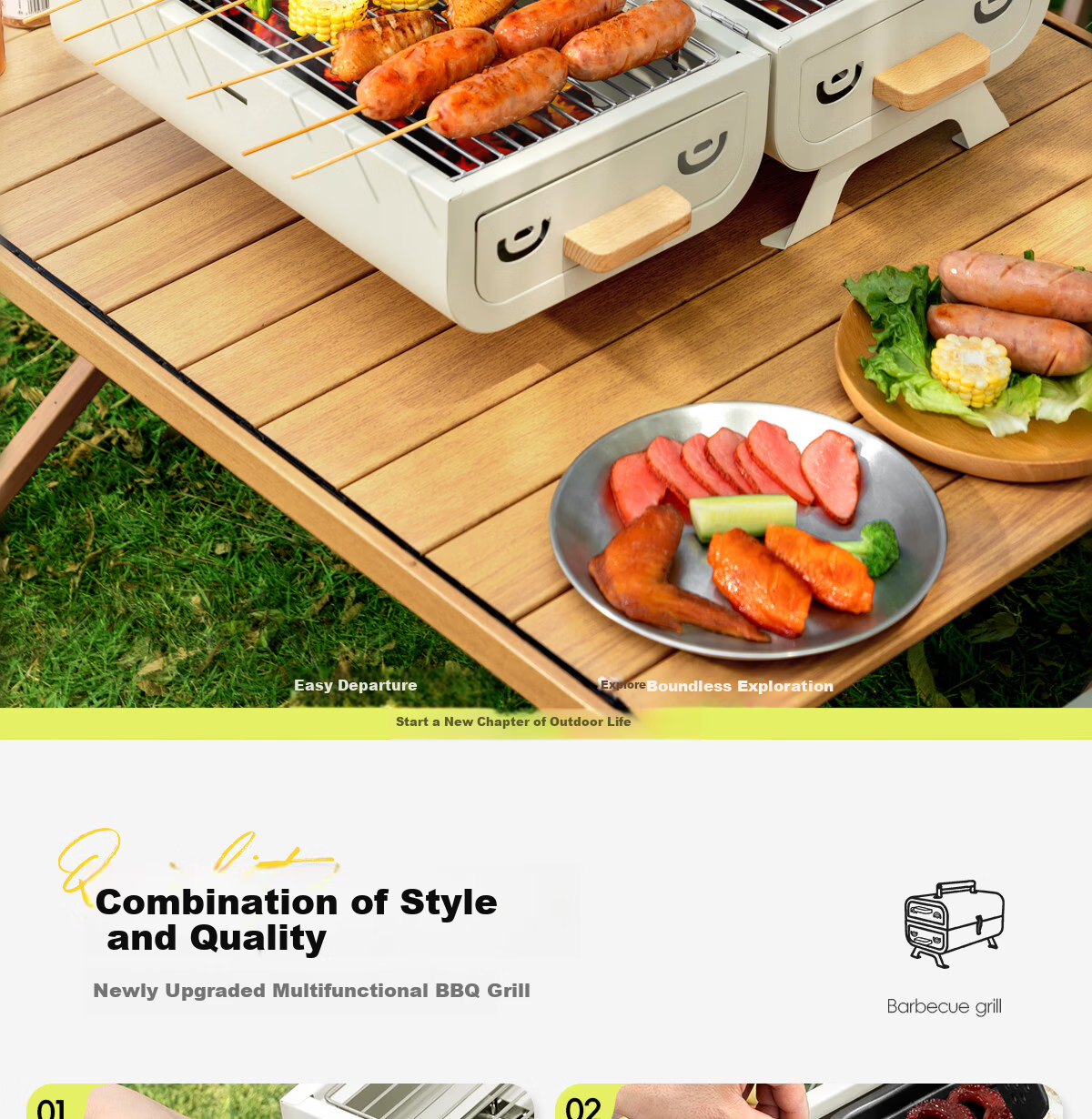 Beishanlang Outdoor Double-Sided Charcoal Grill Portable Home Patio Dual-Use BBQ Grill with Griddle SK263 2