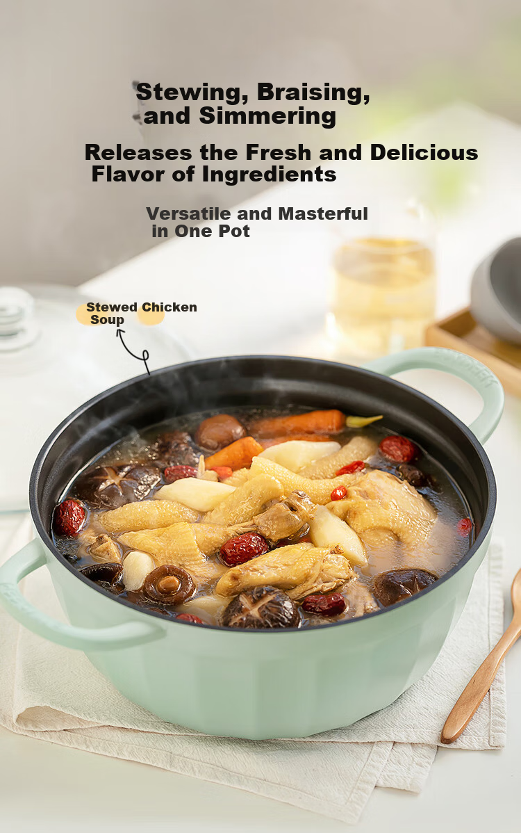Buydeem Non-Stick Soup Pot Multi-Use 26cm Light Cedar Green 4