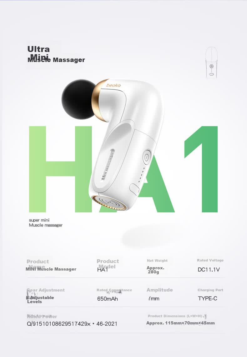 Beoka Ultra-Mini Massage Gun HA1, Muscle Relaxation Massager, Mini Massage Gun, Neck Massager, Gift for Women And Mothers on Mother's Day - Cream Latte 15