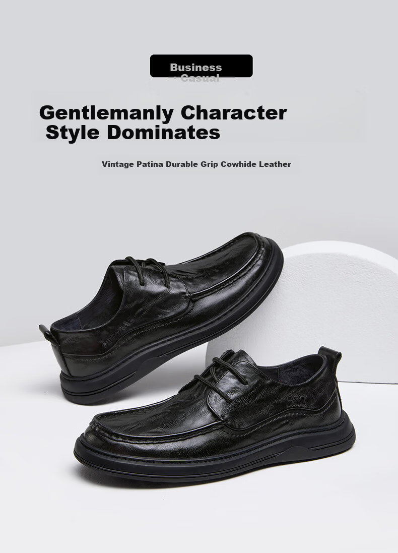 CAMEL Leather Lace-up Business Derby Shoes for Men P16S155008 Black Size 40 Father's Day 1
