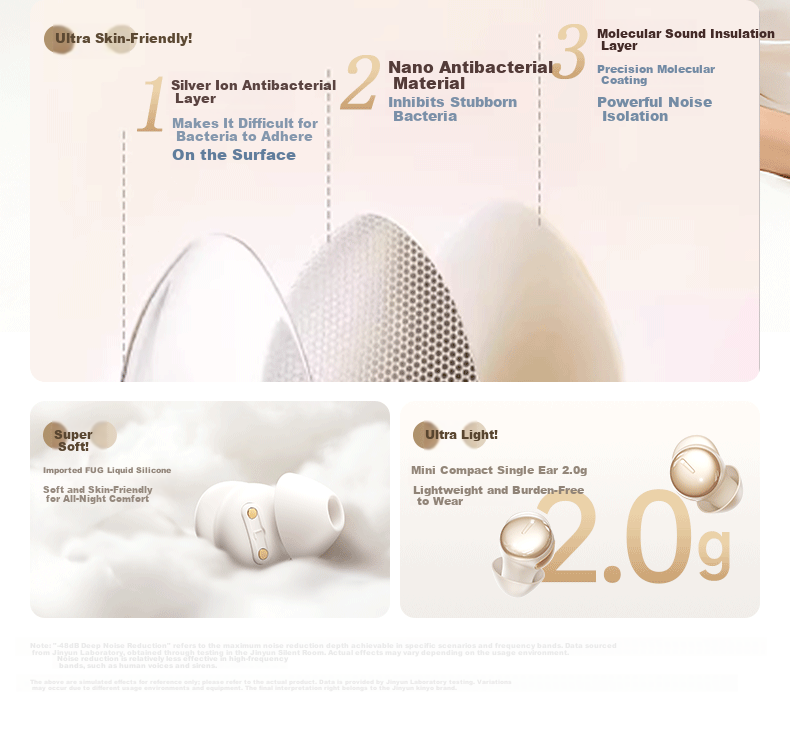 KINYO 2026 New Sleep Bluetooth Earbuds Noise Cancelling Wireless In-Ear Sleep Headphones Active Noise Reduction Side Sleep Comfortable ASMR Sound Isolation 14